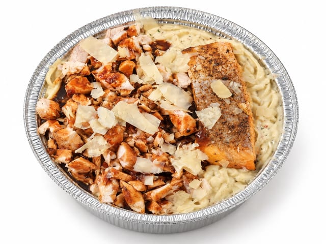 Jerk Chicken & Salmon Alfredo.