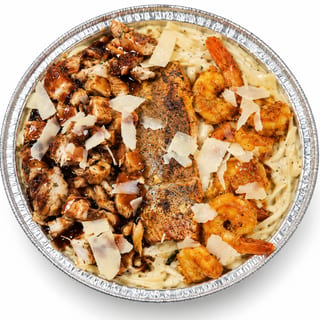 Jerk Chicken,Shrimp & Salmon Alfredo