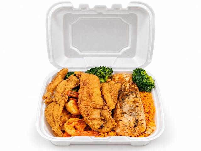 Fish, Shrimp & Salmon Fried Rice.
