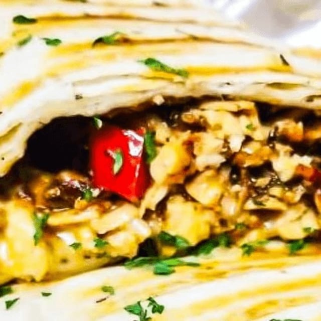 Lagos Chicken Cheesesteak Wrap.