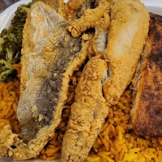 Fish & Salmon Rice Platter.